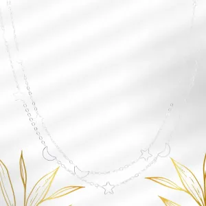 COLAR  CORRENTE CADEADO COM LUA E ESTRELA VAZADA