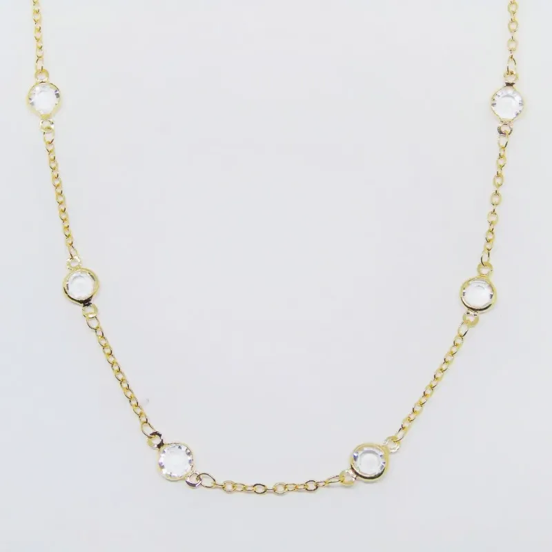 COLAR  CORRENTE CADEADO C/PEDRA CRSTAL 6MM