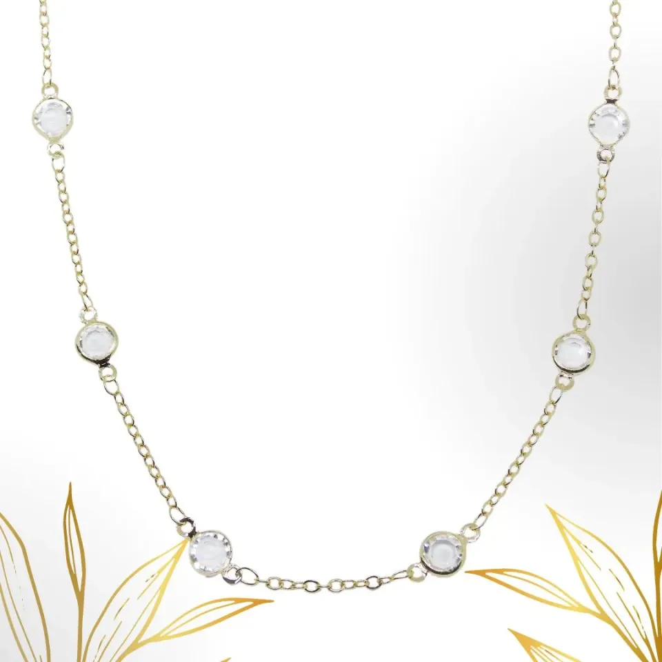 COLAR  CORRENTE CADEADO C/PEDRA CRSTAL 6MM