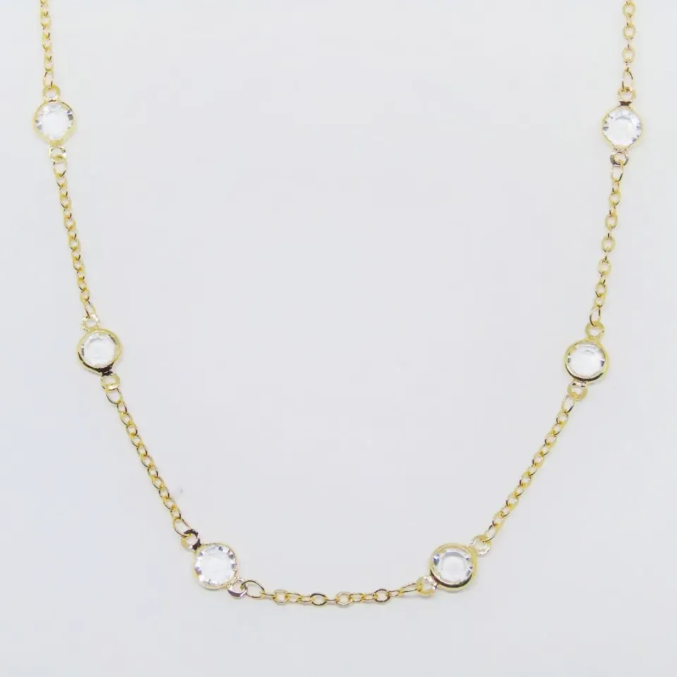 COLAR  CORRENTE CADEADO C/PEDRA CRSTAL 6MM