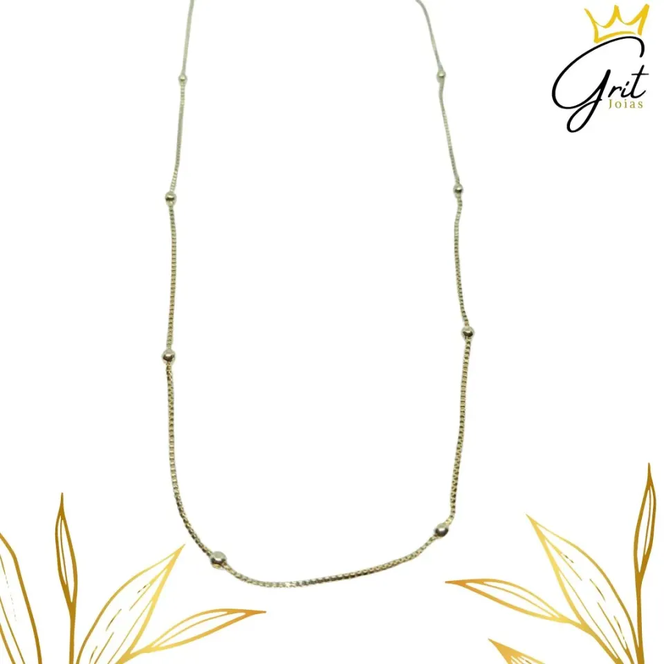 COLAR CORRENTE VENEZIANA COM BOLINHA 80CM