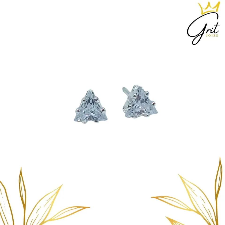 BRINCO PONTO DE LUZ ZIRCONIA CRISTAL TRIANGULO
